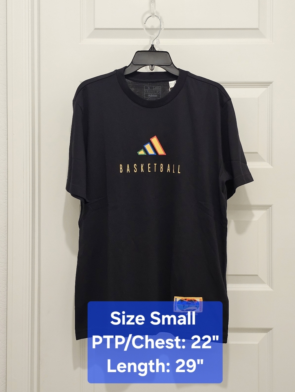 NWT Adidas Worldwide Hoops Basketball Tee - Unisex Small - Black